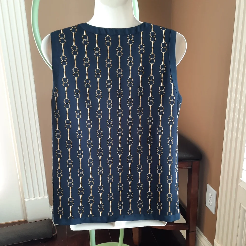 Adrienne Vittadini Horsebit Belt Rope Print Top - Picture 6 of 8